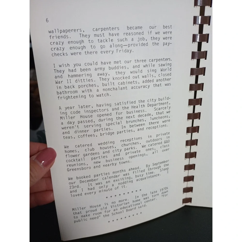 Echoes From Miller House Greensboro, NC Cookbook Spiral Vtg 1989‎ Helen Miller